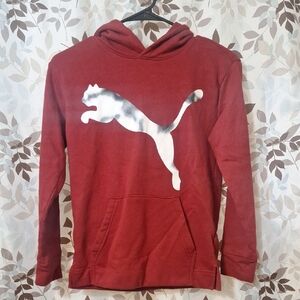 Puma Maroon Hoodie with Bold Logo Kids M 10-12